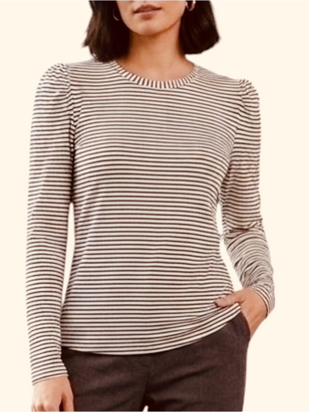 Chic Modern Works Striped Long Sleeve Ribbed Top